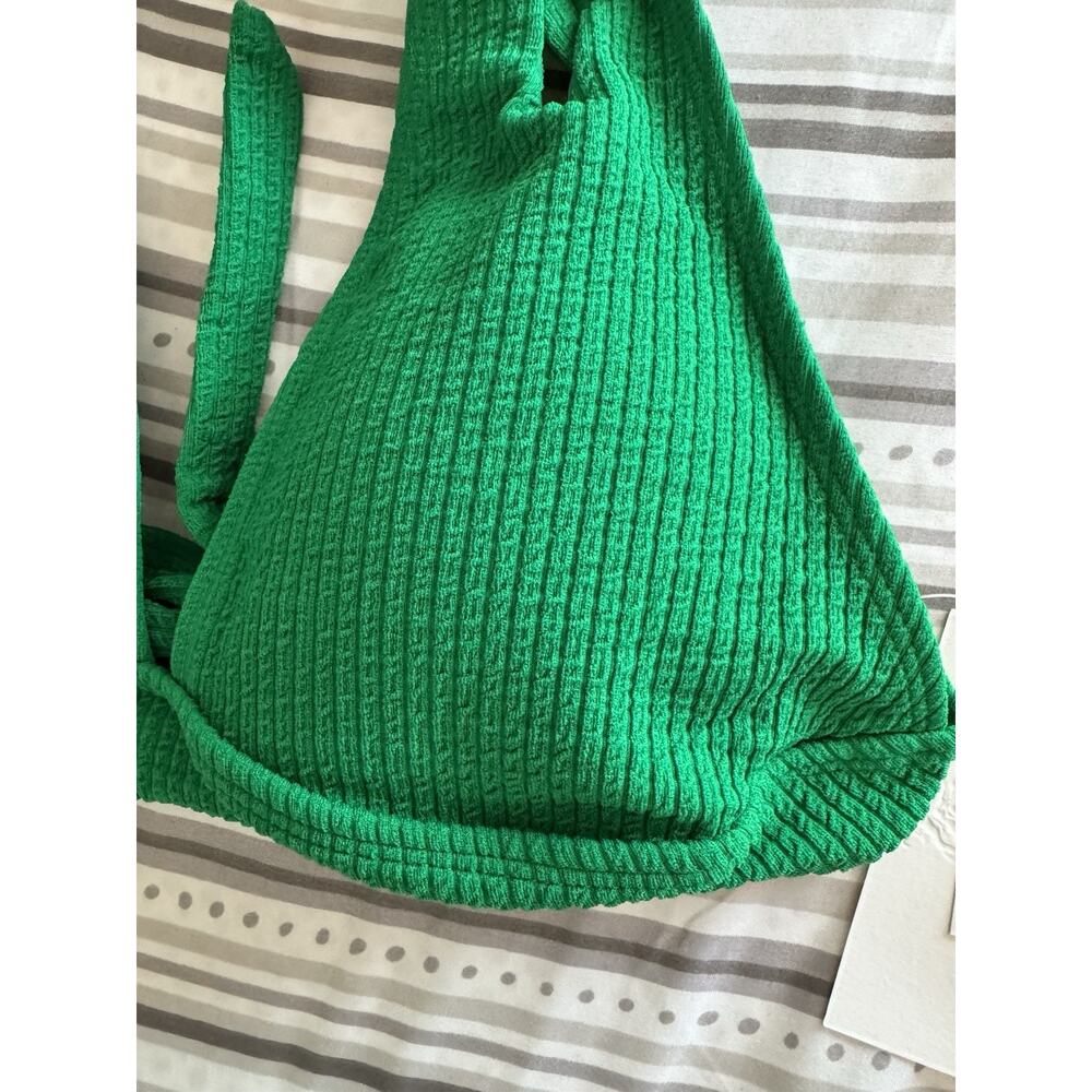 NWT Becca Green Pucker Up Tear Drop Bikini Top Ribbed Swimwear Medium - Picture 4 of 6